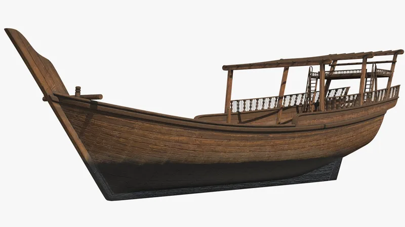 Traditional Arabic Wooden Boat 3D model preview