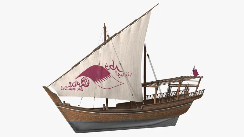 Traditional Wooden Qatar Boat 3D model preview