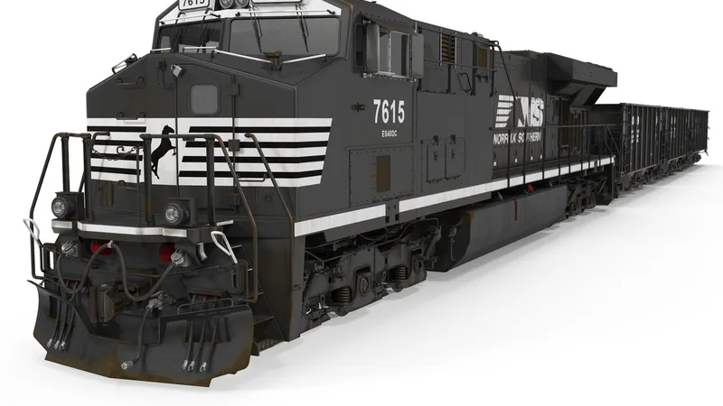 Train ES40DC Norfolk Southern and Hopper Car 3D model preview