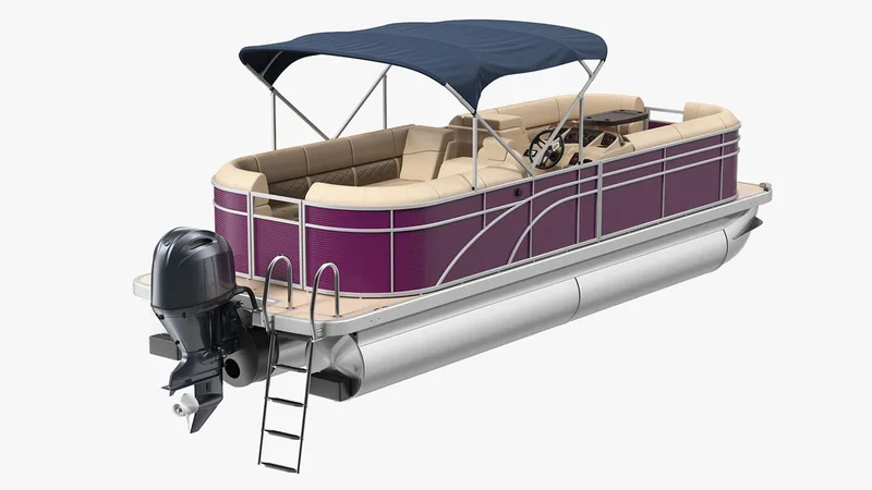 Trimaran Pontoon Boat 3D Model 3D model preview