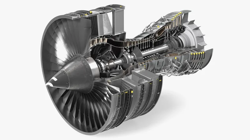 Turbofan Aircraft Engine Sectioned 3D model preview