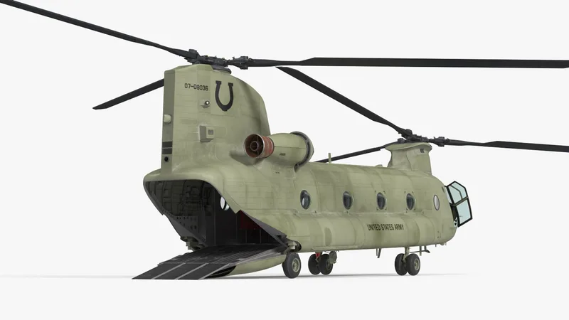 US Army Transport Helicopter CH-47 Chinook Rigged 3D model preview