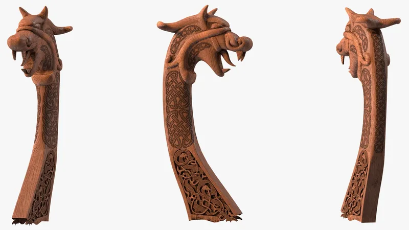 Viking Ship Dragon Head 3D model preview