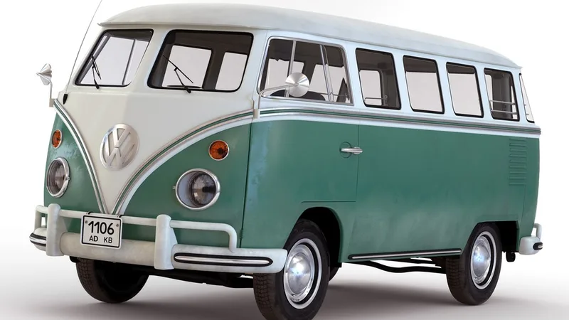 Volkswagen Type 2 Green Simple Interior 3D model preview