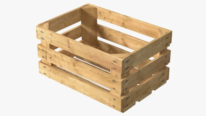 Wooden Fruit Crate 3D model preview